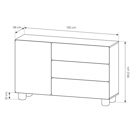 Komoda 130 cm 1-drzwiowa z szufladami LUGO dąb vicenza